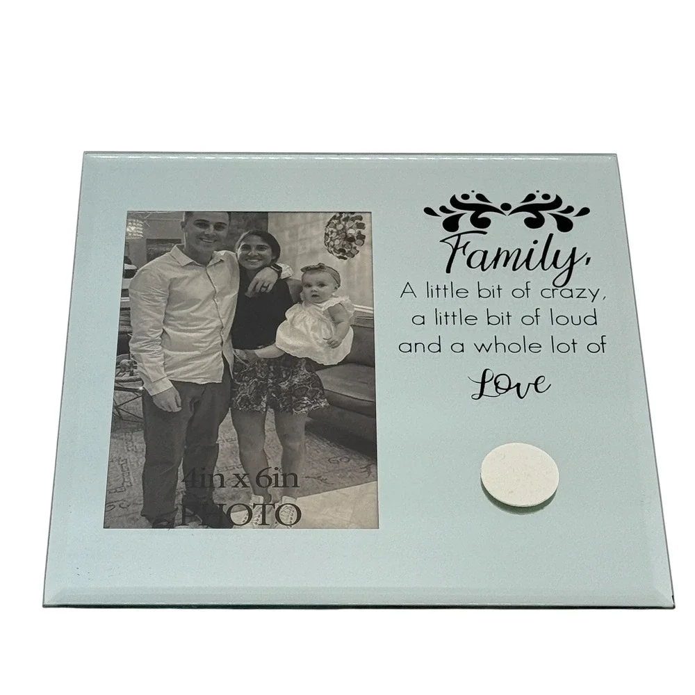 Old East Main Co Glass Family Photo Frame Seafoam Green 4x6 Horizontal Tabletop
